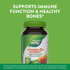 Vitamin D3 gummy highlighting immune support and calcium absorption
