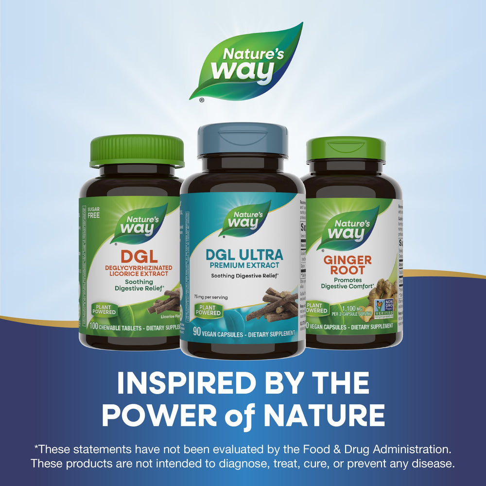Packaging variations of Nature's Way DGL Ultra bottles