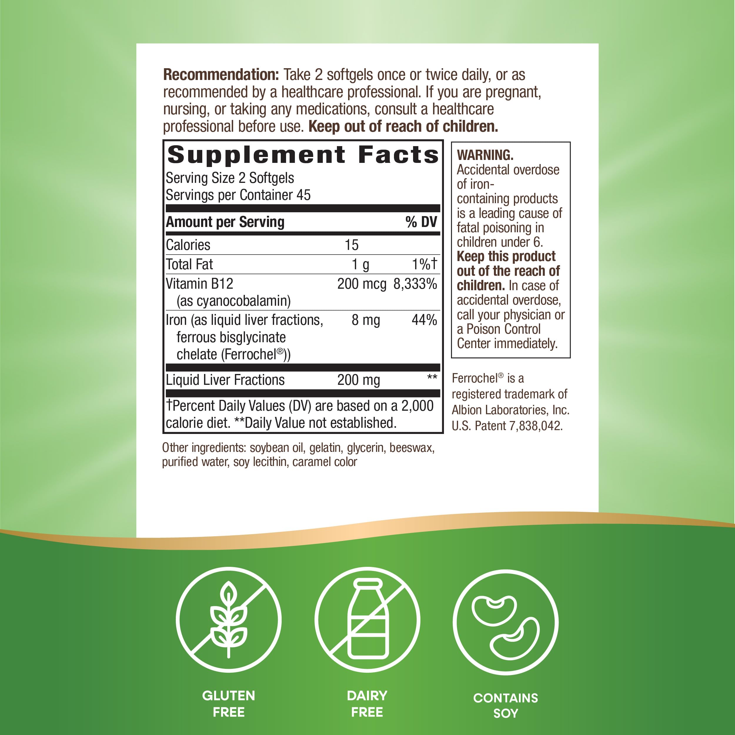 Close-up of two Energizing Iron softgels