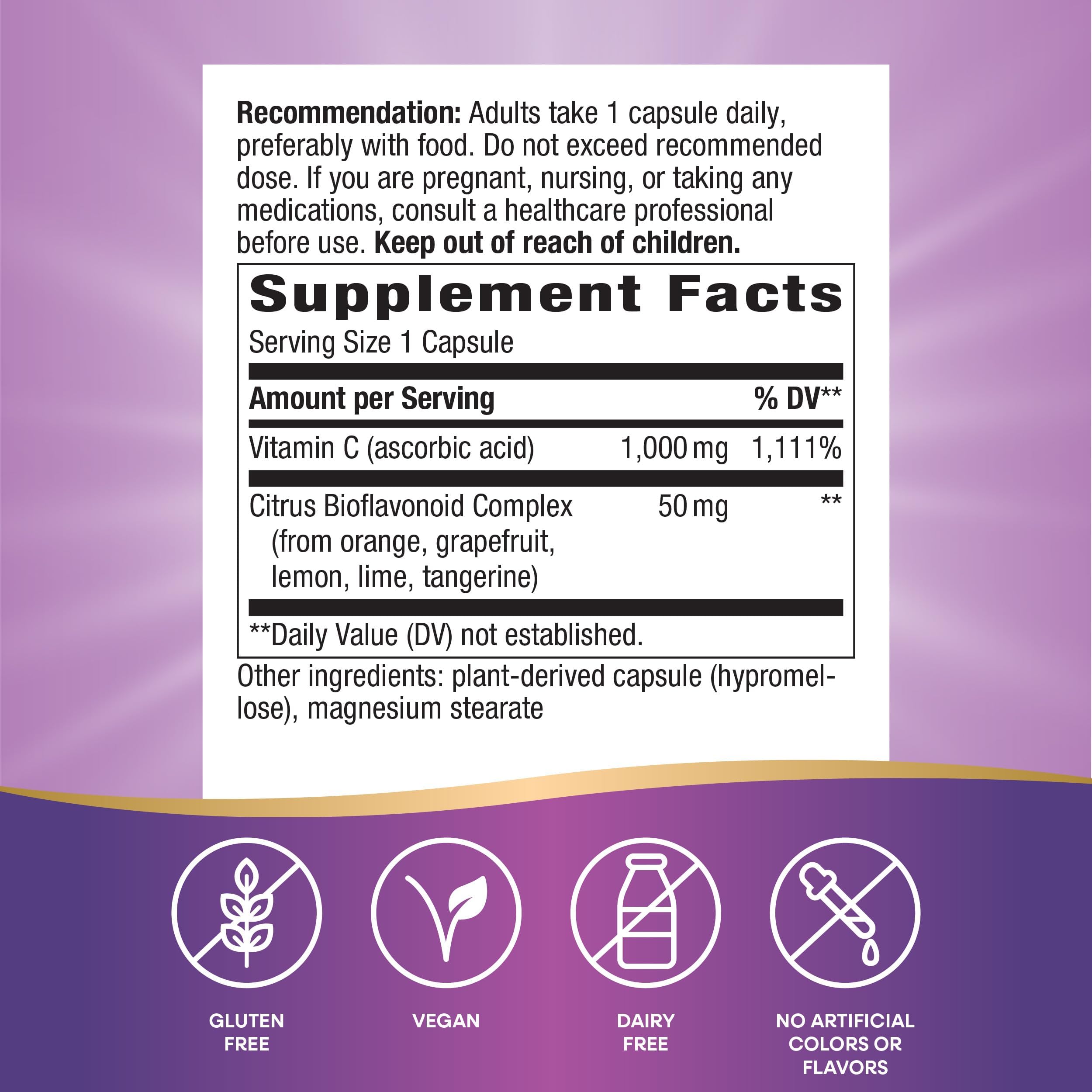 Label showing 1,000 mg per capsule and bioflavonoids