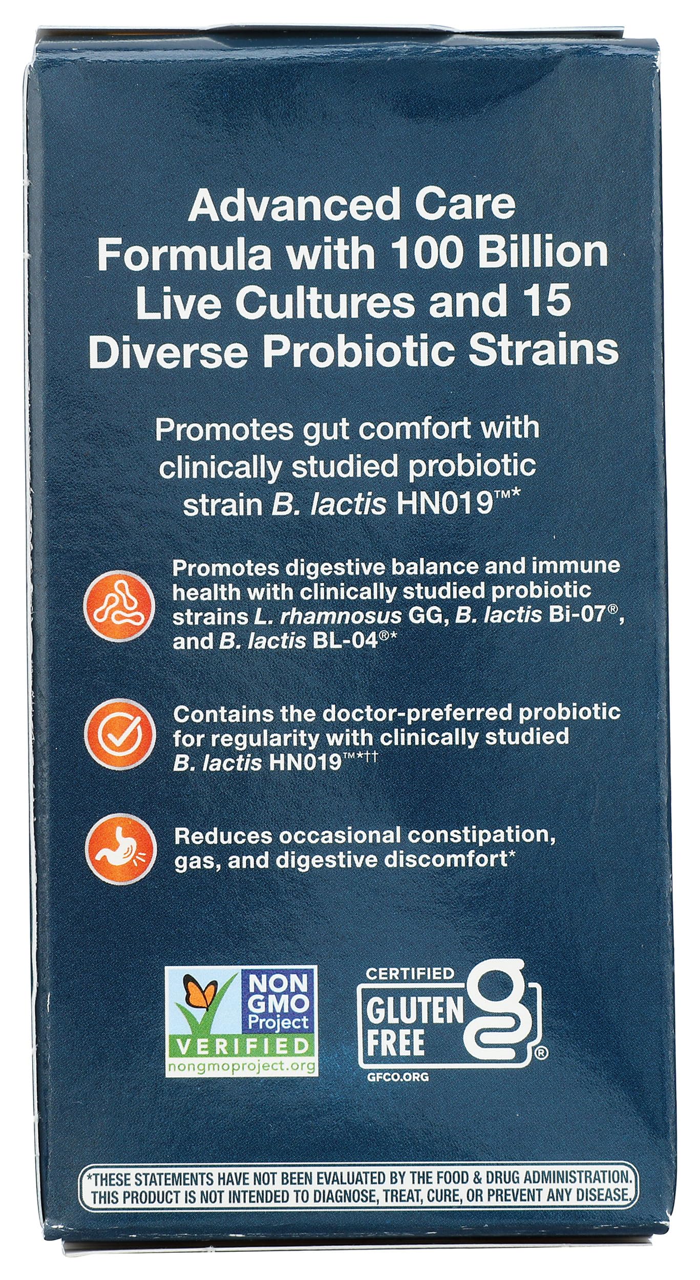 Close-up of label showing 100 billion CFUs and 15 strains