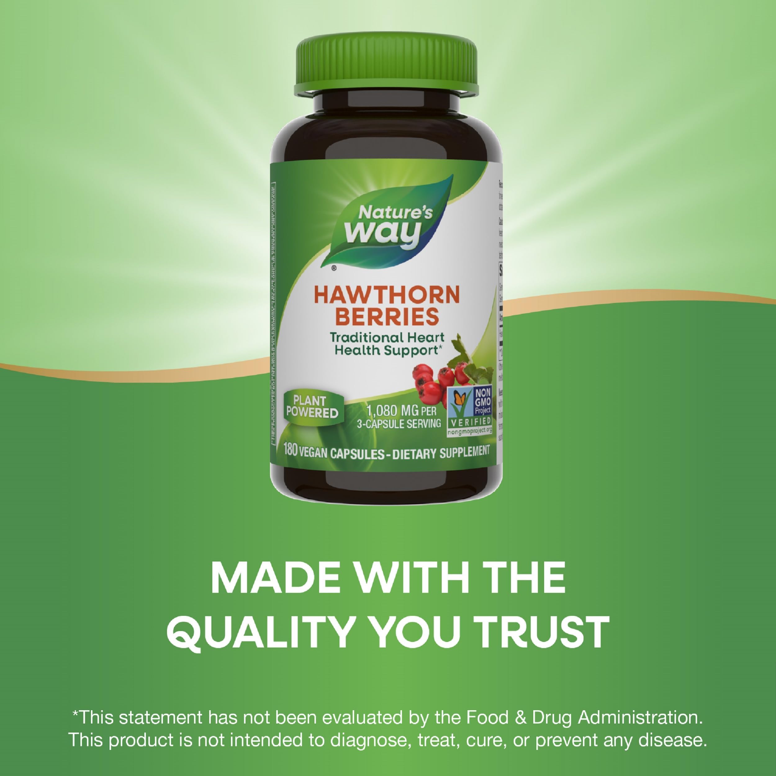 Non-GMO Project Verified seal on Hawthorn Berries bottle
