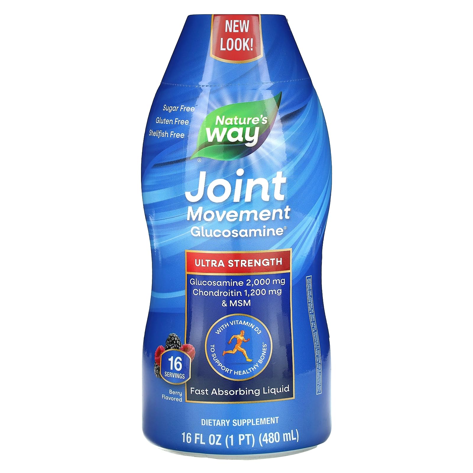 Bottle of Nature's Way Joint Movement Glucosamine Liquid Berry Flavor, 16 oz