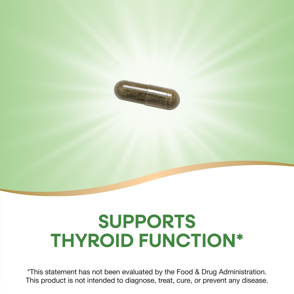 Label showing iodine content on Nature's Way Kelp bottle