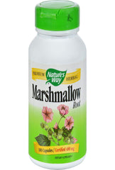 Nature's Way Marshmallow Root bottle on counter suggesting respiratory and digestive support