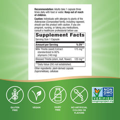 Milk thistle seed extract label highlighting 80% silymarin
