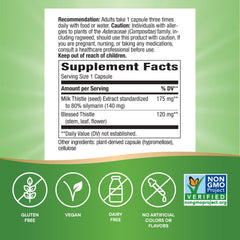 Milk thistle seed extract capsule showing 175 mg