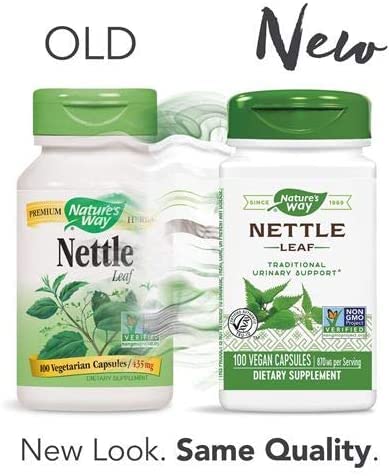 Nettle Leaf 435 mg supplement bottle with Pack of 4 packaging shown