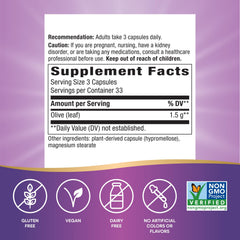 Olive leaf antioxidant support supplement label image