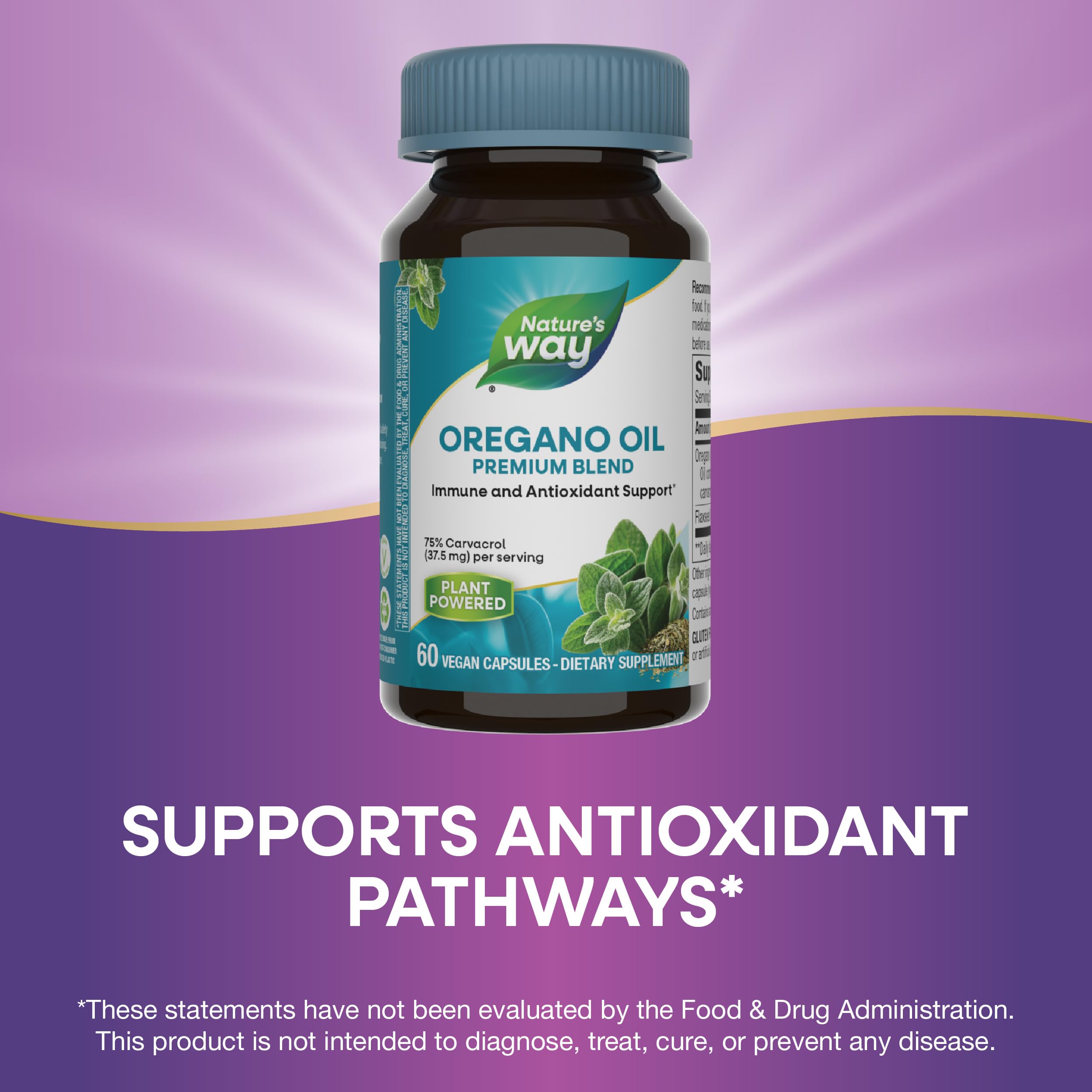Gluten-free label on Nature's Way Oregano Oil packaging