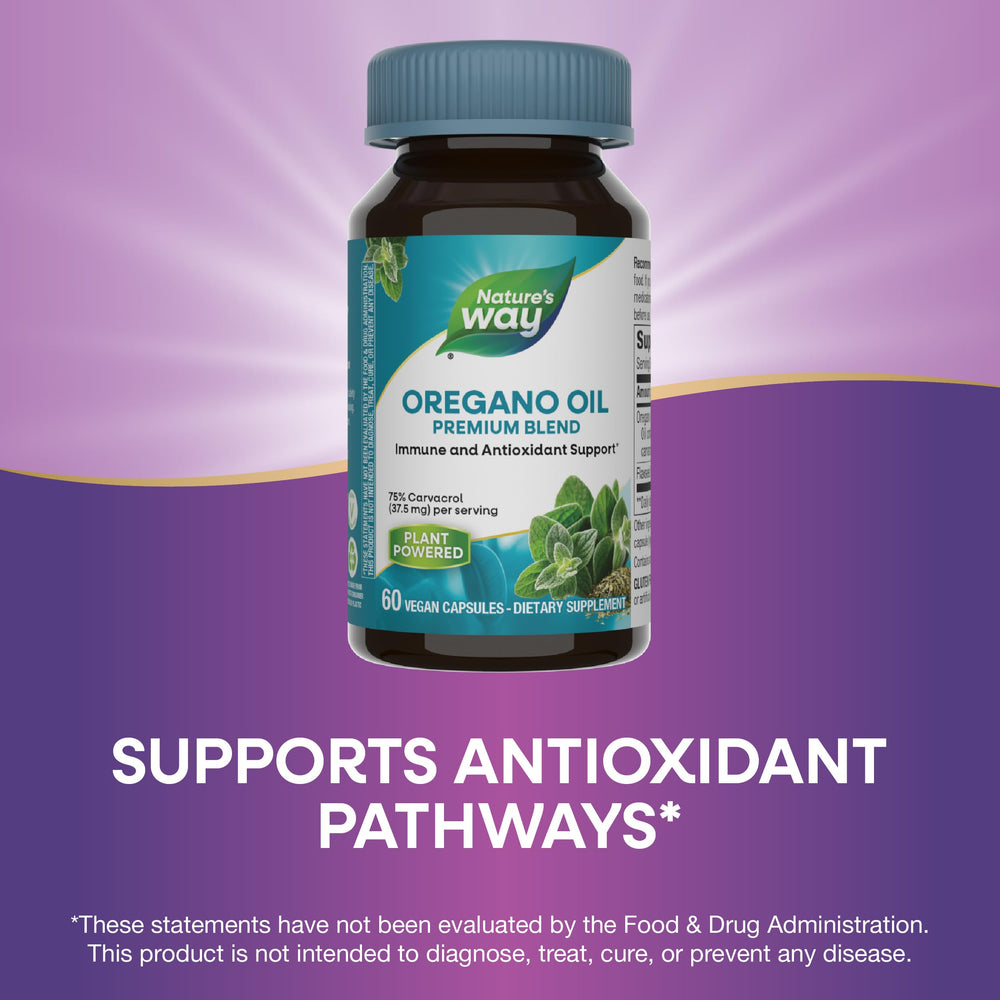 Gluten-free label on Nature's Way Oregano Oil packaging