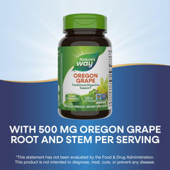 Label showing 500 mg Oregon Grape per serving