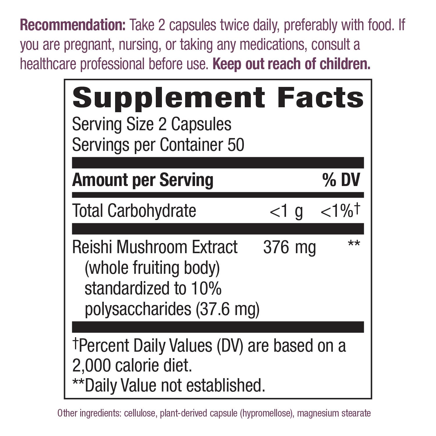 Close-up of Reishi mushroom supplement bottle