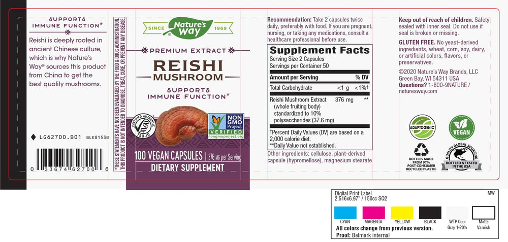 Supplement facts panel on product label