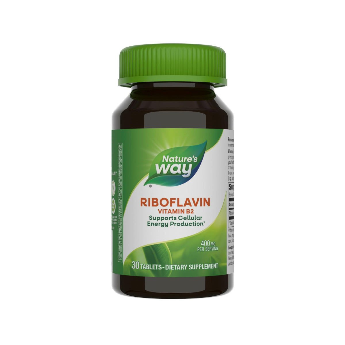Nature's Way Riboflavin B2 30 tablets label