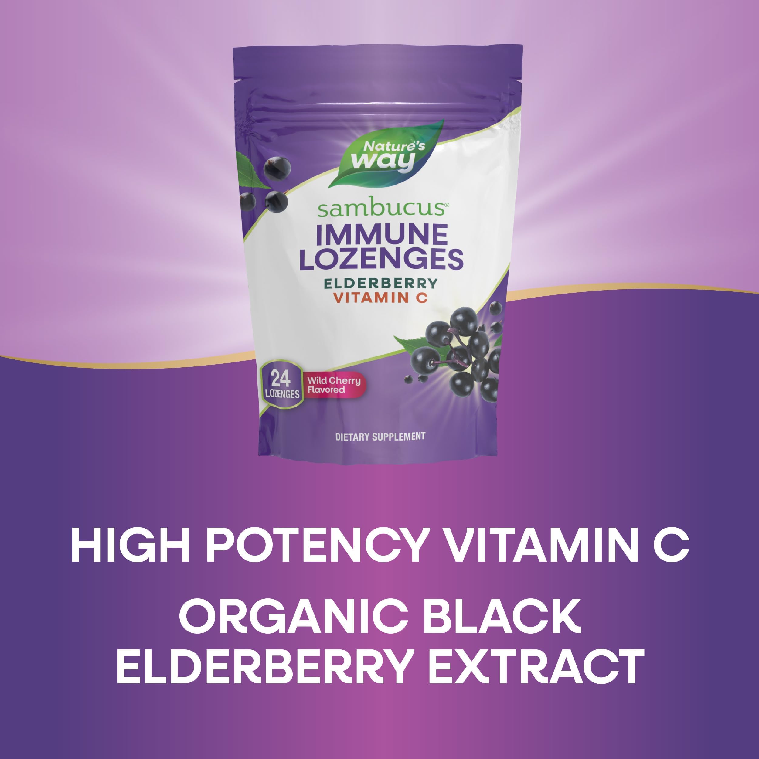 Wild cherry flavored elderberry lozenges with elderberry extract