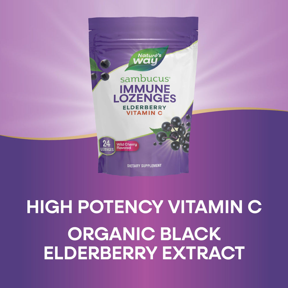 Wild cherry flavored elderberry lozenges with elderberry extract