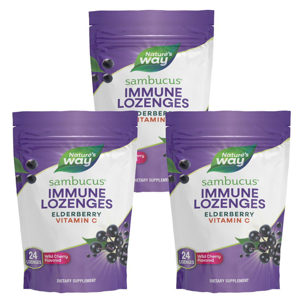 Front view of Nature’s Way Sambucus Immune Lozenges 3-pack