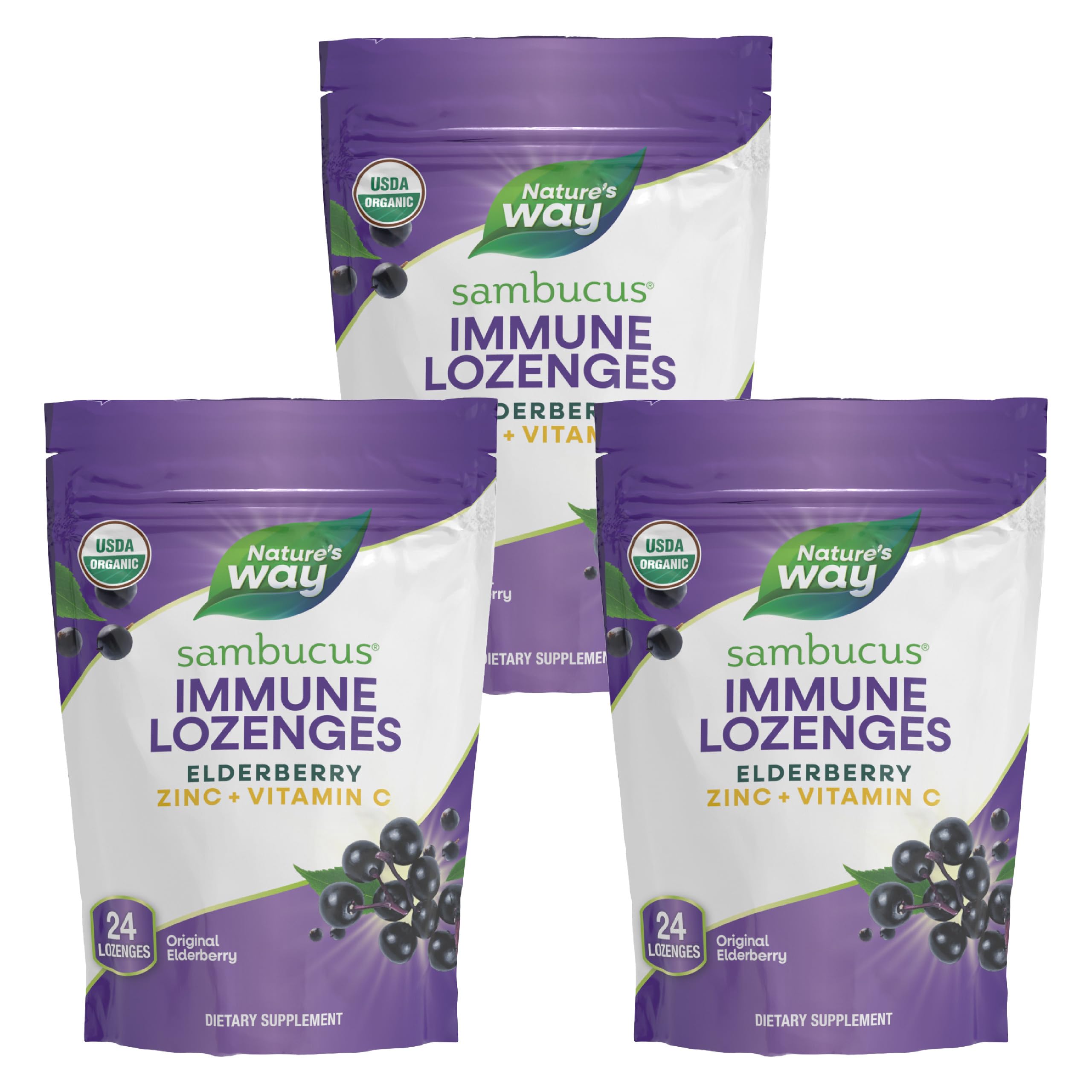 Front label of Nature’s Way Sambucus Immune Lozenges packaging
