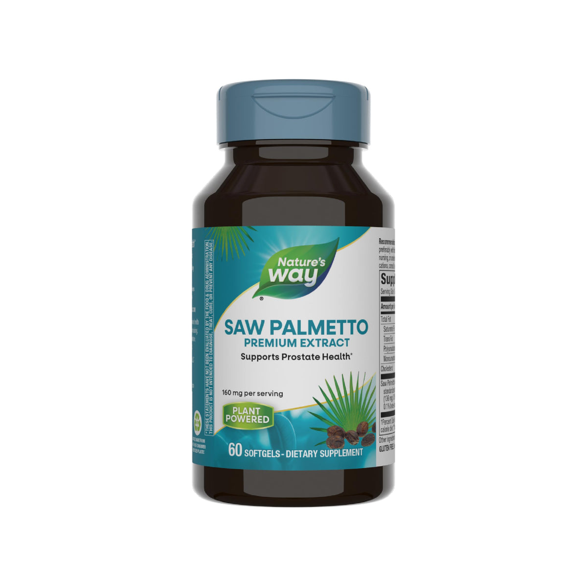Bottle of Nature's Way Saw Palmetto Premium Extract with label