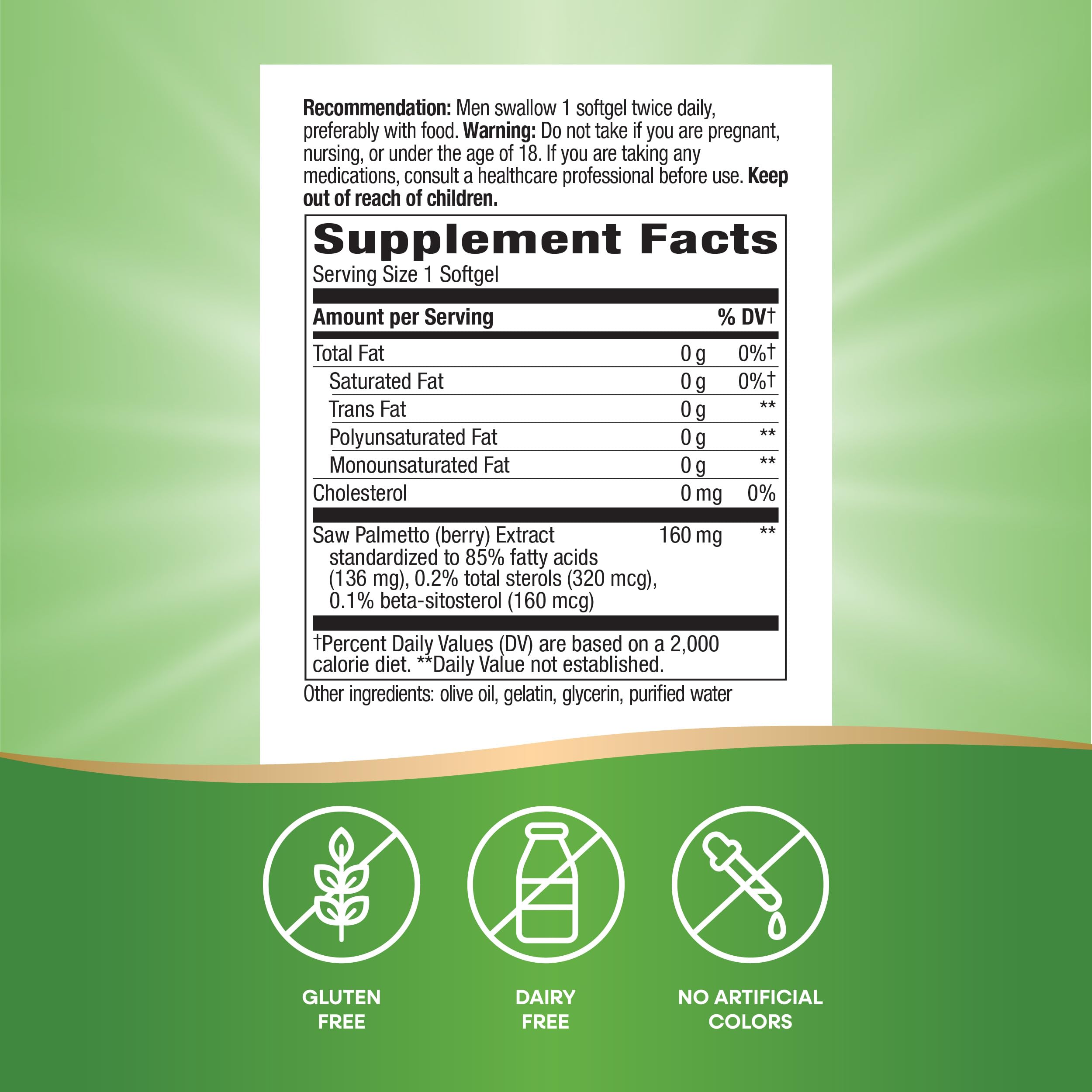 Close-up of label showing 160 mg per serving