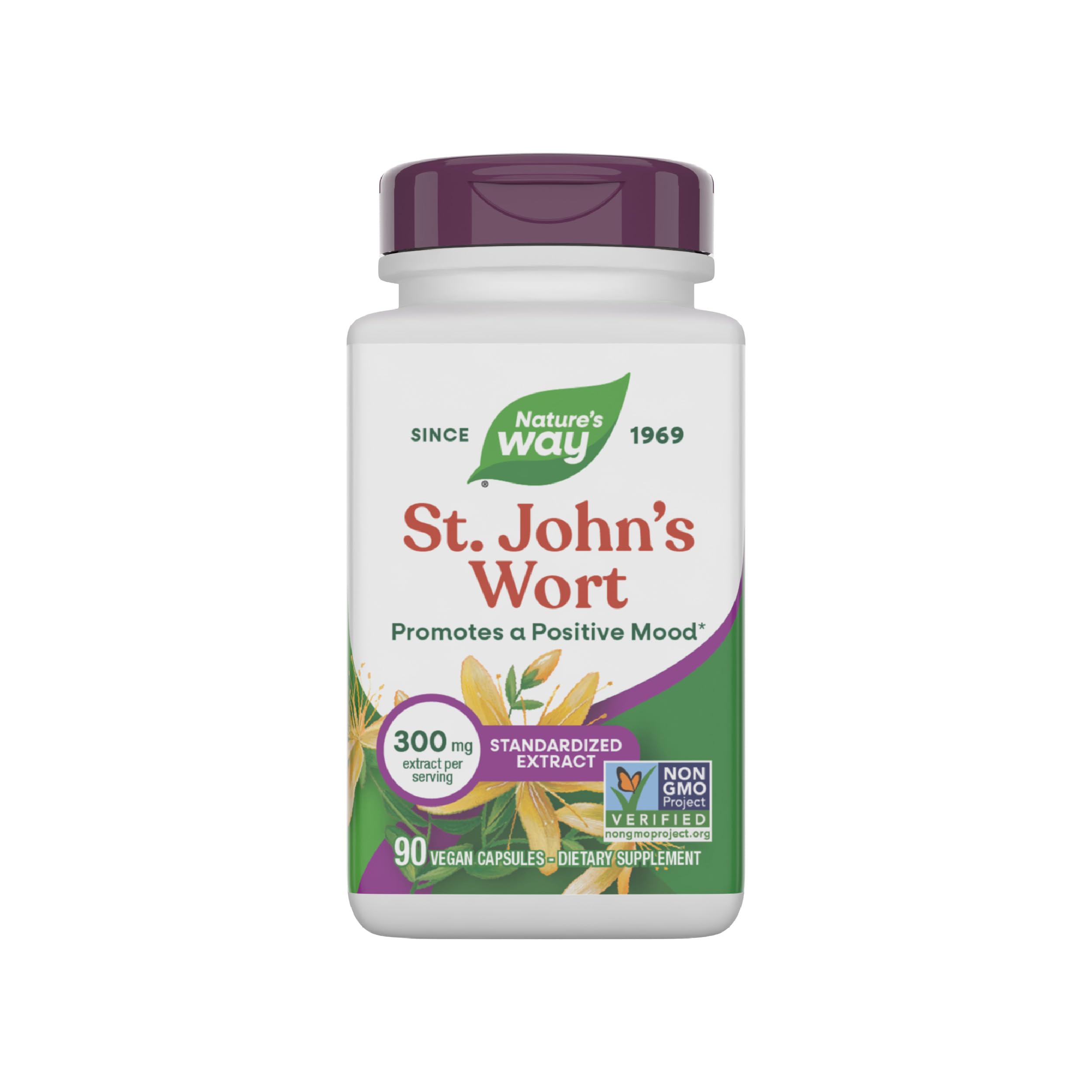 Bottle of Nature's Way St. John's Wort Premium Extract on white background