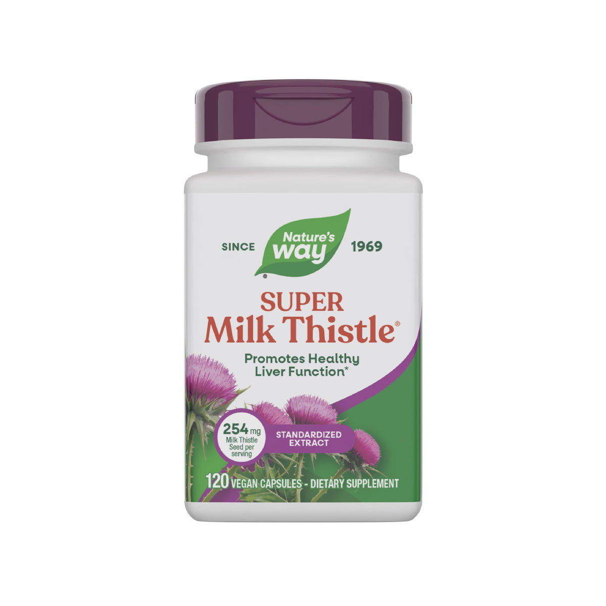 Nature's Way Super Milk Thistle 120 capsules front label