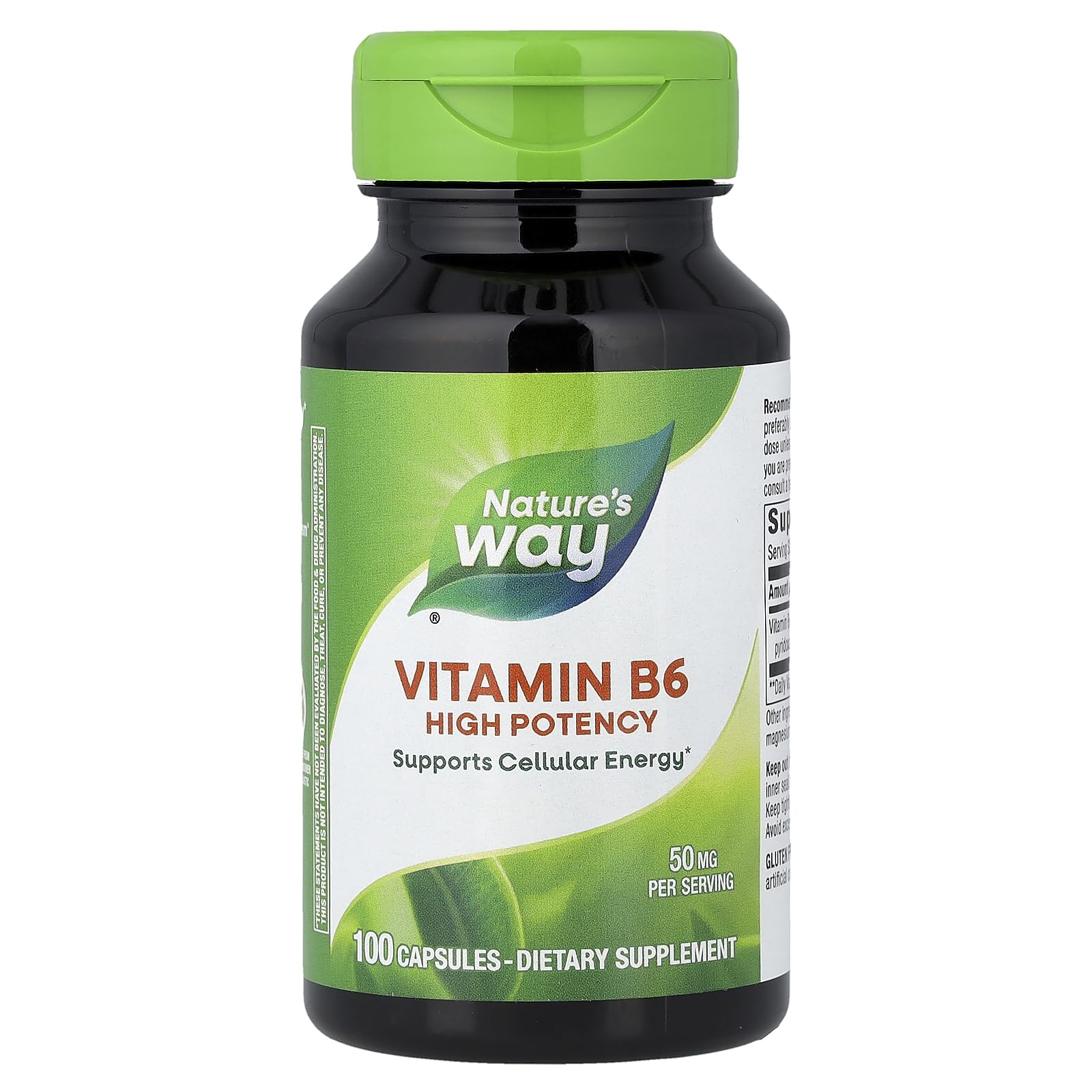 Nature's Way Vitamin B6 50mg 100 capsules bottle front view