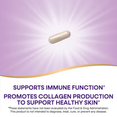 Graphic illustrating immune support and collagen benefits from vitamin C