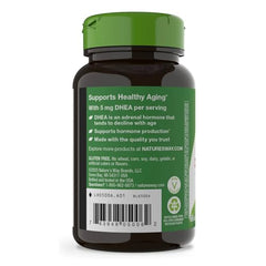 Close-up of DHEA 5 mg bottle label