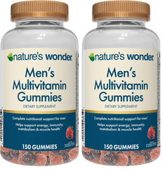 Bottle of Nature's Wonder Men's Multivitamin Gummies - front view