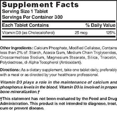 Bottle and packaging of Nature's Blend Vitamin D3 1000 IU 300 tablets