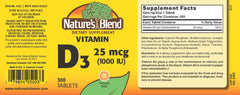 Close-up of Nature's Blend Vitamin D3 1000 IU tablet