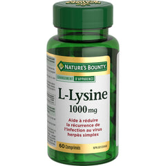 Nature's Bounty L-Lysine 1000 mg bottle label