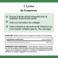 Bottle of 60 L-Lysine tablets with Nature's Bounty branding