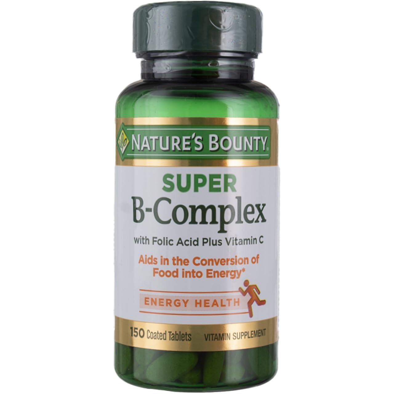 Nature's Bounty Super B-Complex with Folic Acid and Vitamin C - 150 tablets, pack of 2, front view