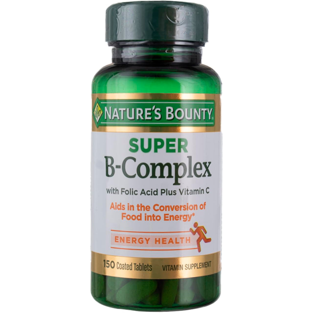 Nature's Bounty Super B-Complex with Folic Acid and Vitamin C - 150 tablets, pack of 2, front view