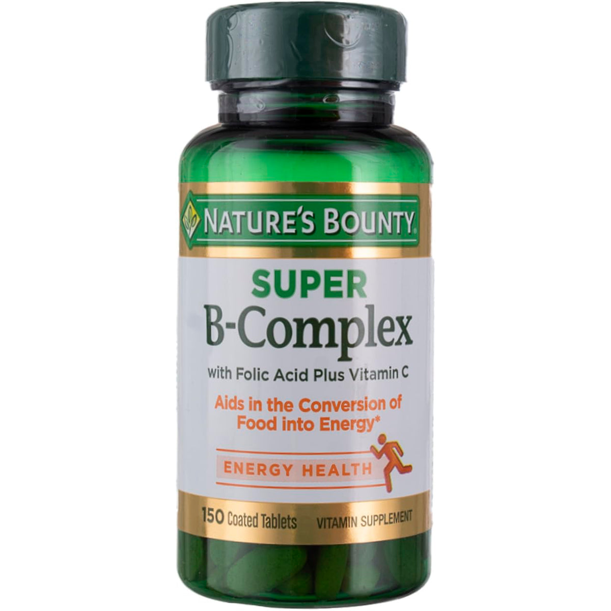 Nature's Bounty Super B-Complex with Folic Acid and Vitamin C - 150 tablets, pack of 2, front view