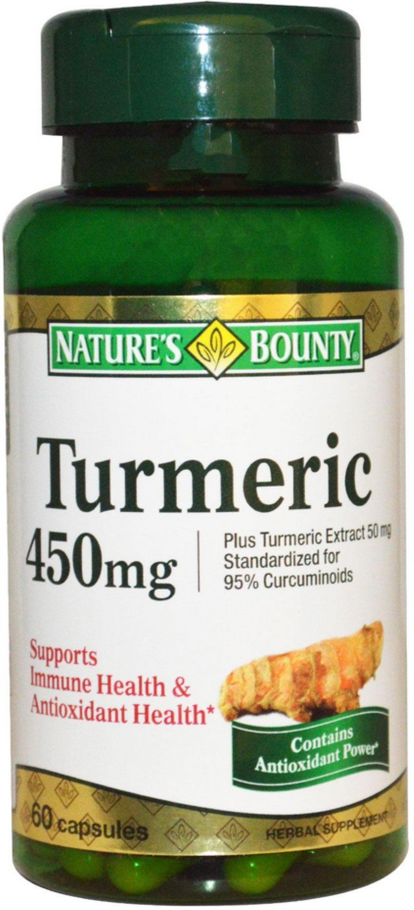 Nature's Bounty Turmeric Capsules bottle — 60 capsules per bottle, Pack of 2