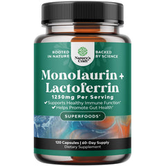 Natures Craft Lactoferrin & Monolaurin supplement bottle - front view