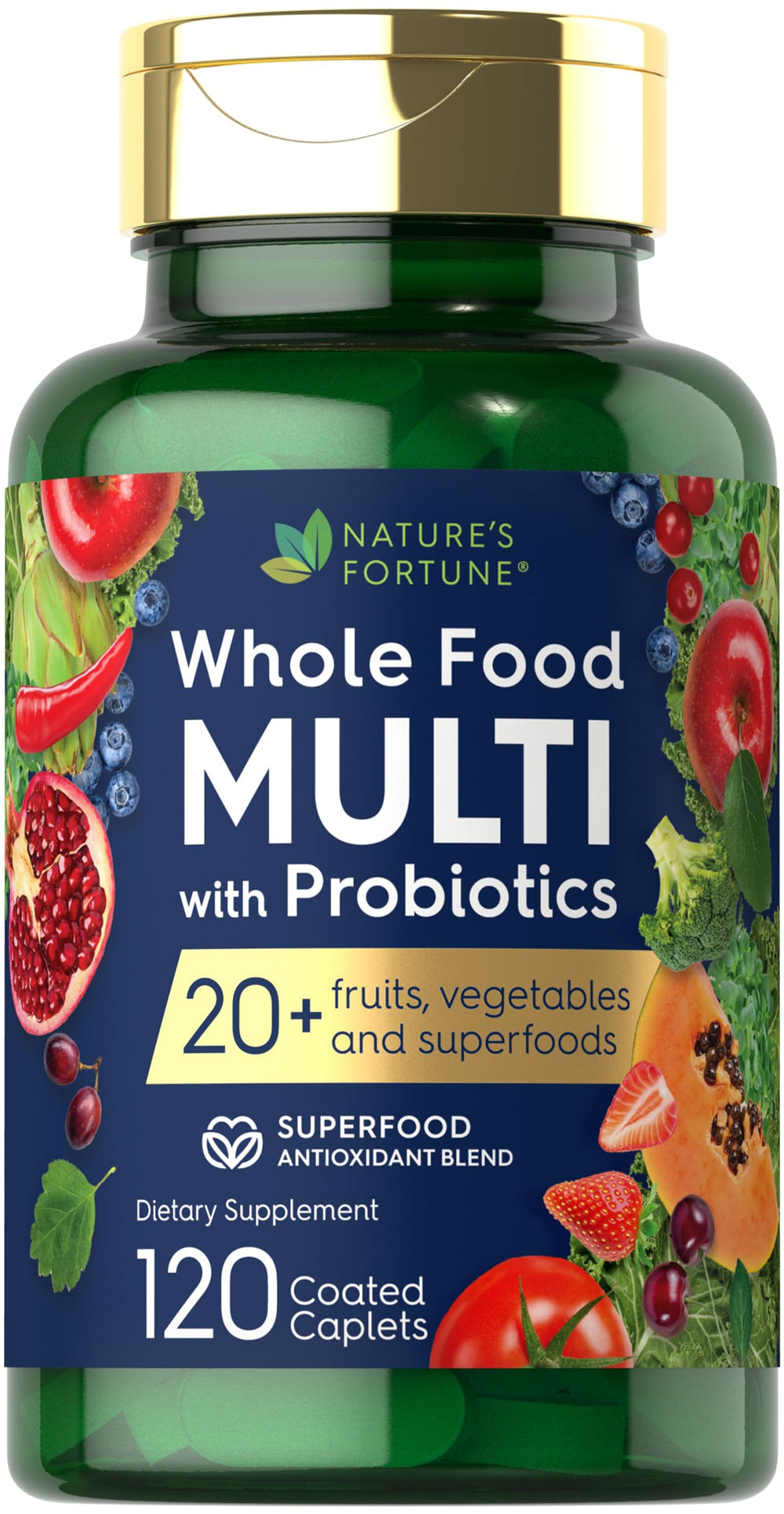Nature's Fortune Whole Food Multivitamin Probiotics bottle and label