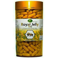 Front view of Nature's King Royal Jelly 1000 mg bottle with 365 tablets