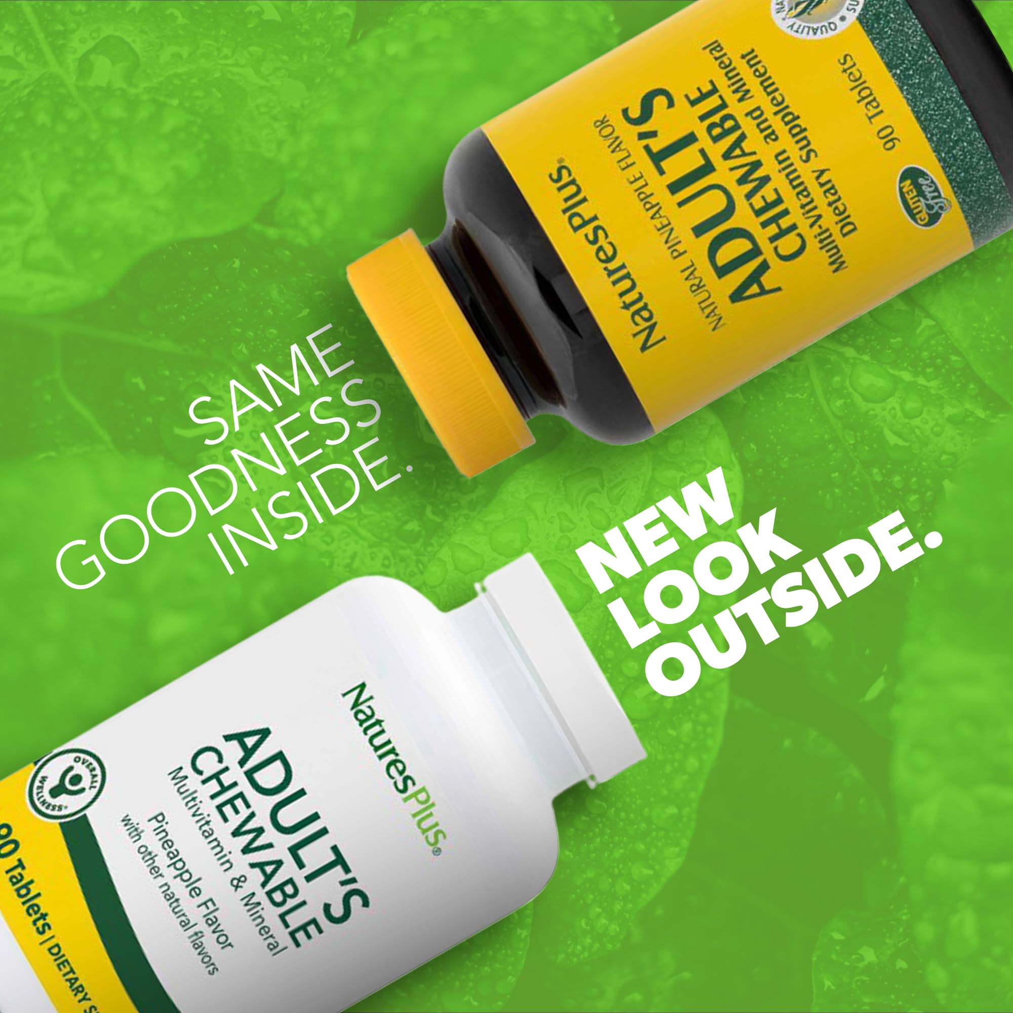 Close-up of pineapple-flavored chewable multivitamin tablet