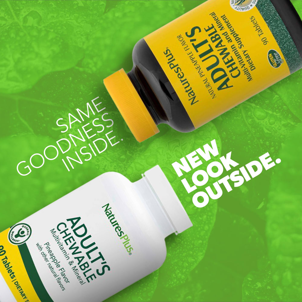 Close-up of pineapple-flavored chewable multivitamin tablet