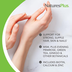 Key ingredients include biotin, calcium, zinc, vitamins