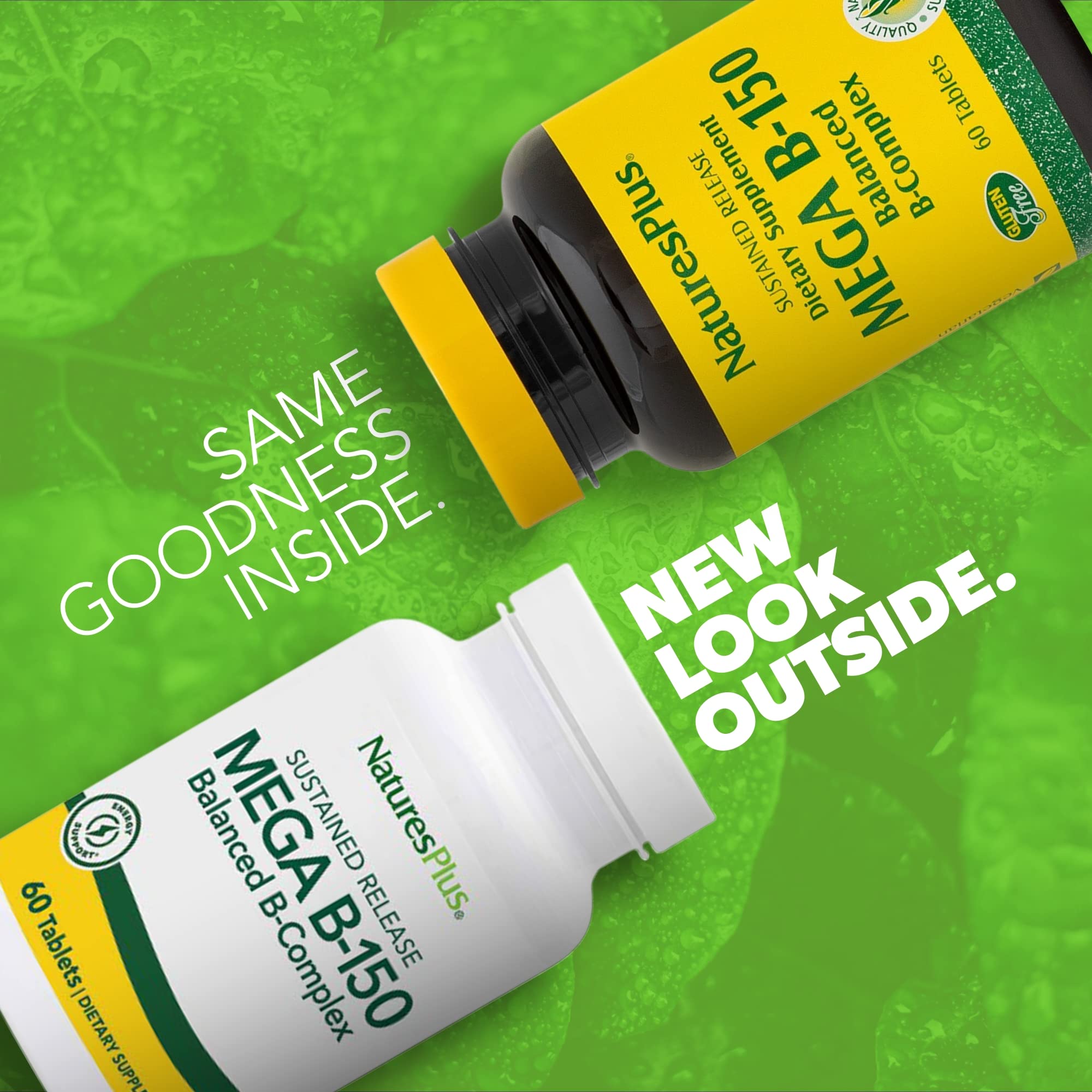 Close-up of 60 vegetarian tablets from Mega B-150 Complex