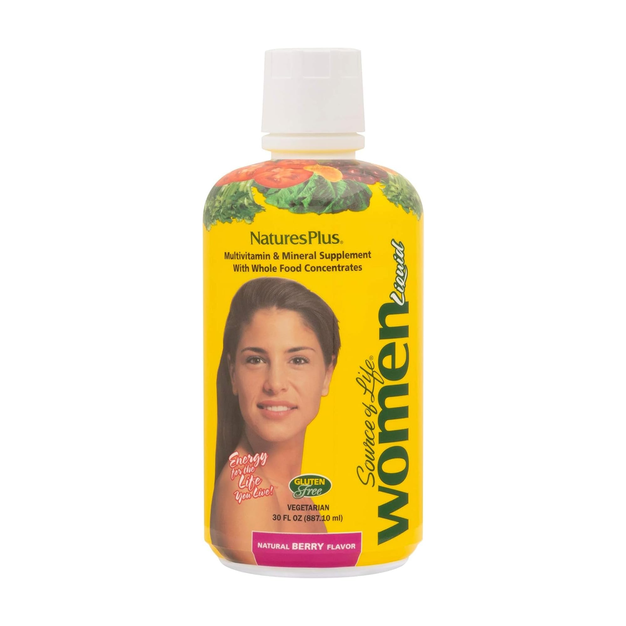 Bottle of Natures Plus Source of Life Women Liquid Multivitamin – Natural Berry Flavor