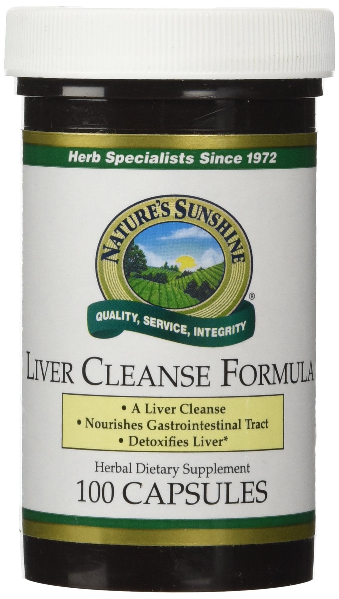 Bottle of Nature's Sunshine Liver Cleanse Formula, 100 capsules.