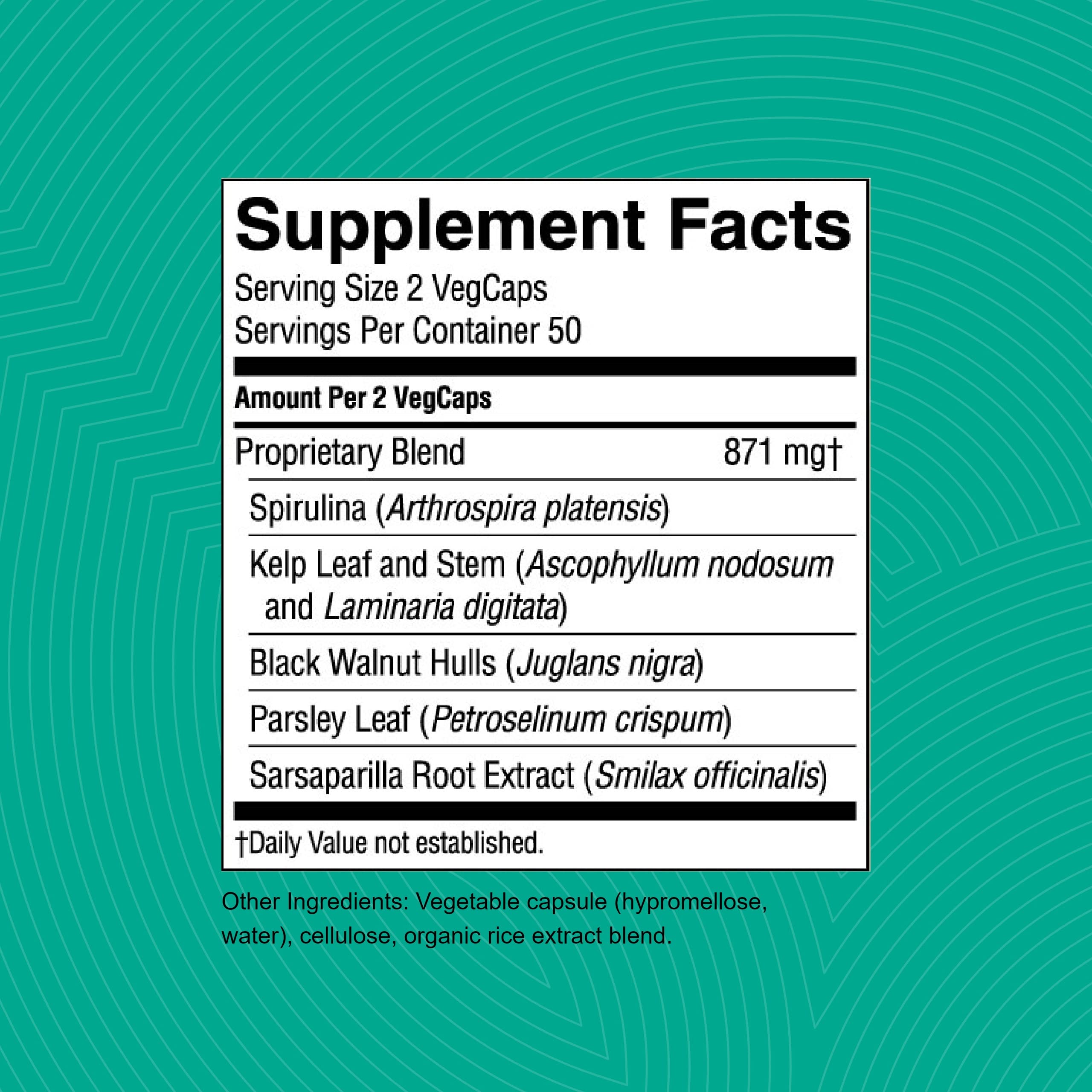 Close-up of product label detailing Thyroid Activator