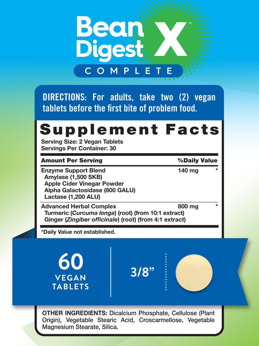 Back view showing supplement facts for Nature's Truth Digestive Enzymes